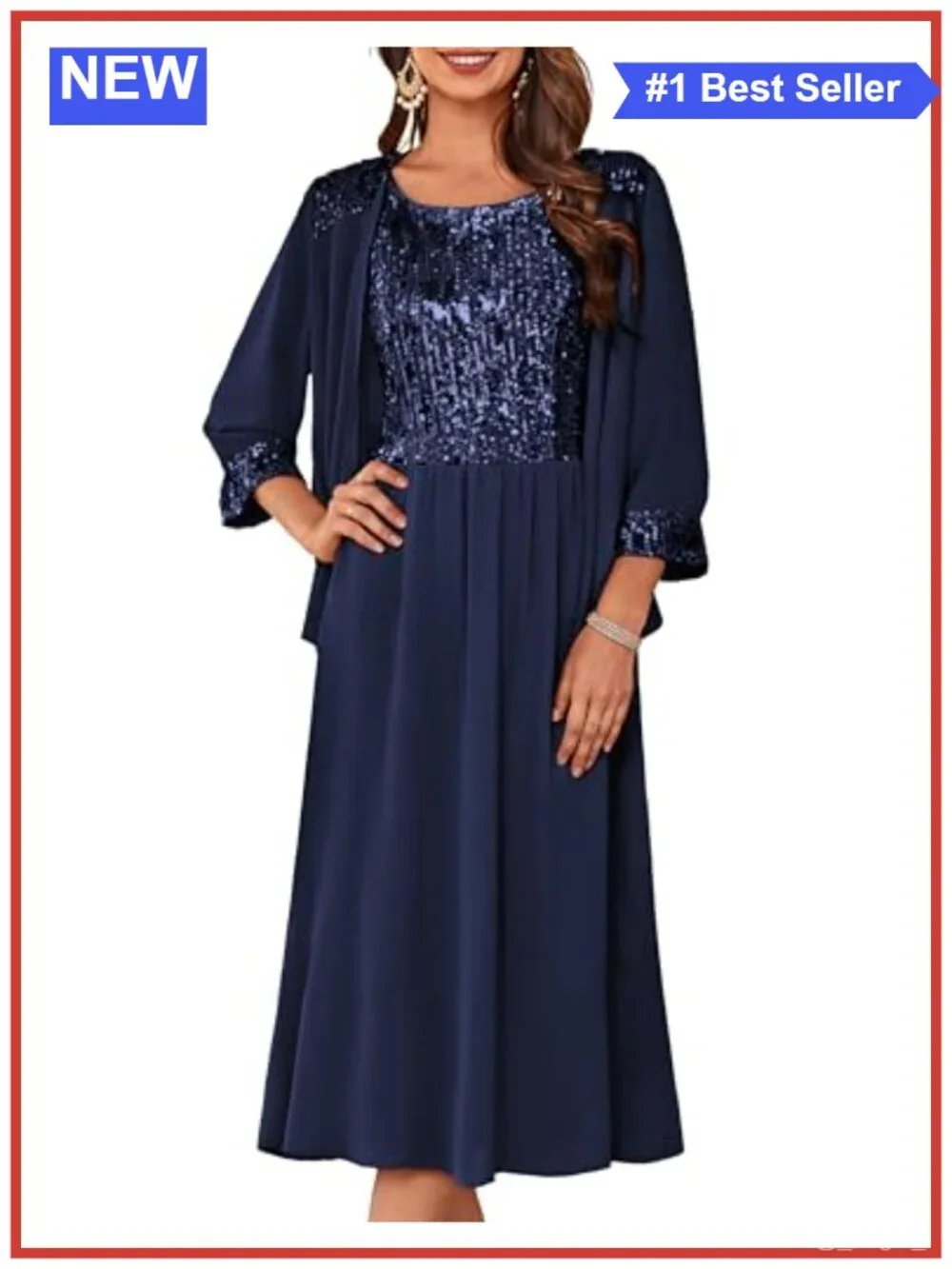 Formal Wedding Guest Dress Sequin Mother of Bride Party Gown